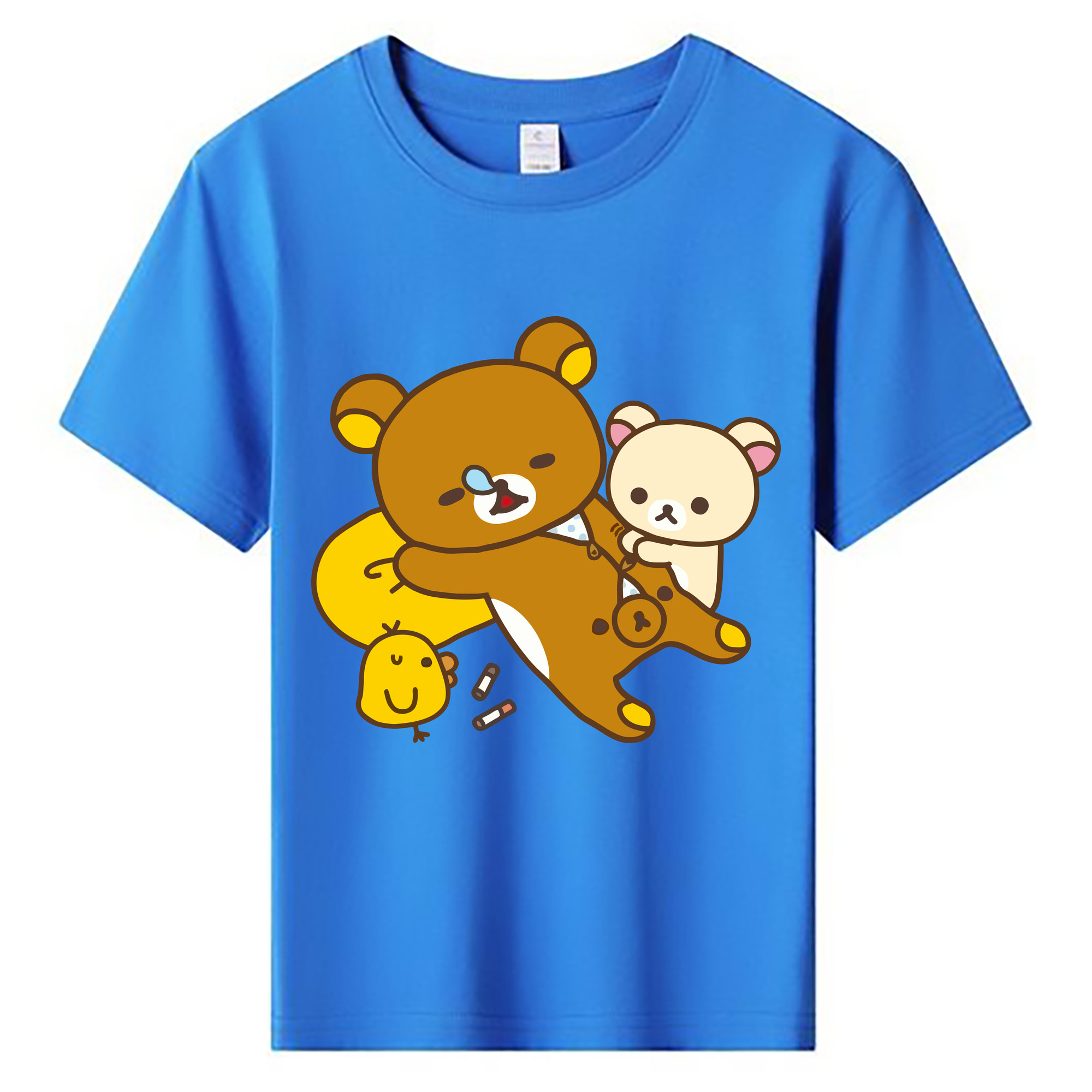 （画像用） リラックマ リラックマ キイロイトリ Rilakkuma Korilakkuma Kiiroitori 綿100％キッズTシャツ（フロントプリント）